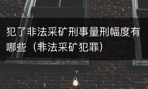 犯了非法采矿刑事量刑幅度有哪些（非法采矿犯罪）