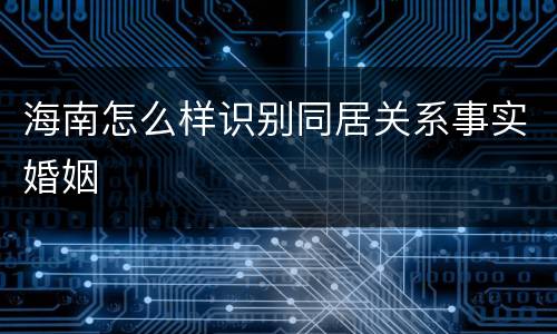 海南怎么样识别同居关系事实婚姻