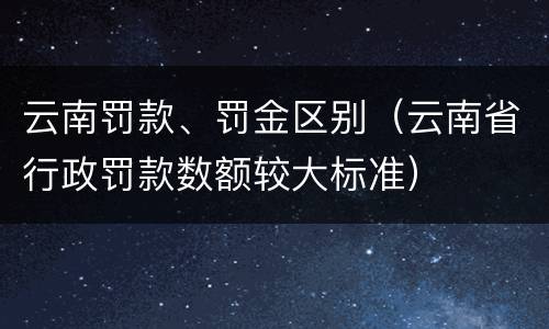 云南罚款、罚金区别（云南省行政罚款数额较大标准）