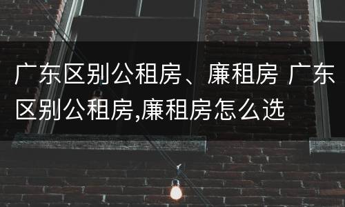 广东区别公租房、廉租房 广东区别公租房,廉租房怎么选