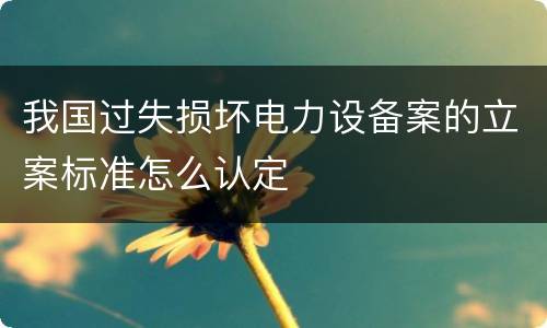 我国过失损坏电力设备案的立案标准怎么认定