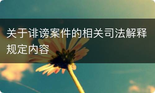 关于诽谤案件的相关司法解释规定内容