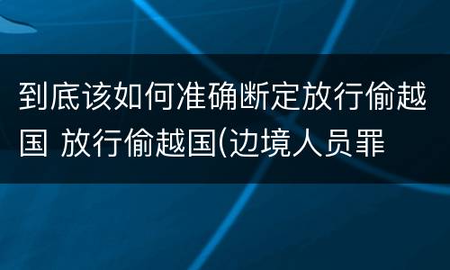 到底该如何准确断定放行偷越国 放行偷越国(边境人员罪