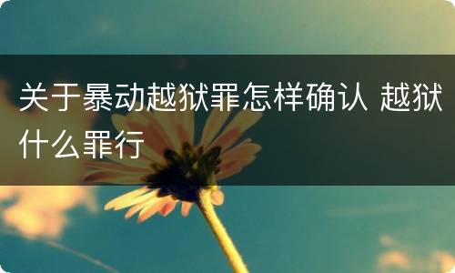 关于暴动越狱罪怎样确认 越狱什么罪行