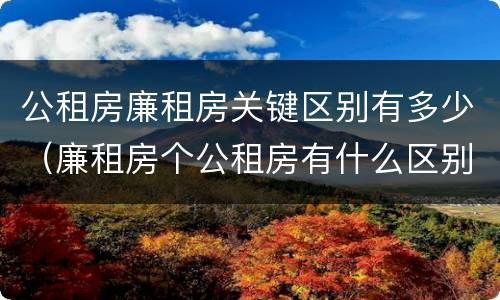 公租房廉租房关键区别有多少（廉租房个公租房有什么区别）