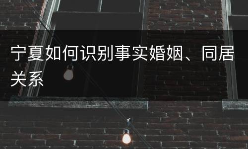 宁夏如何识别事实婚姻、同居关系