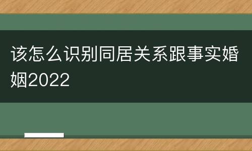 该怎么识别同居关系跟事实婚姻2022