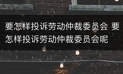 要怎样投诉劳动仲裁委员会 要怎样投诉劳动仲裁委员会呢