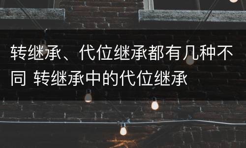 转继承、代位继承都有几种不同 转继承中的代位继承