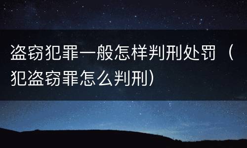 盗窃犯罪一般怎样判刑处罚（犯盗窃罪怎么判刑）