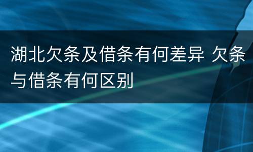 湖北欠条及借条有何差异 欠条与借条有何区别