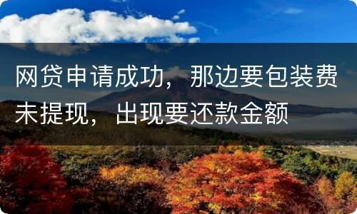 网贷申请成功，那边要包装费未提现，出现要还款金额