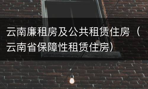 云南廉租房及公共租赁住房（云南省保障性租赁住房）
