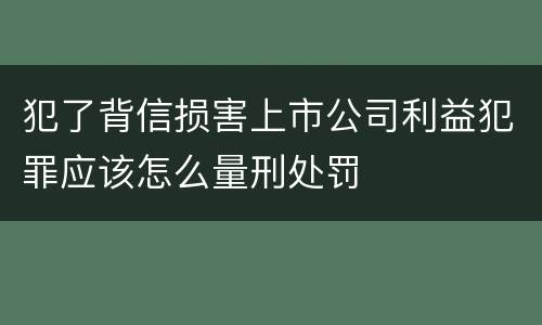 犯了背信损害上市公司利益犯罪应该怎么量刑处罚