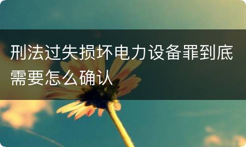 刑法过失损坏电力设备罪到底需要怎么确认