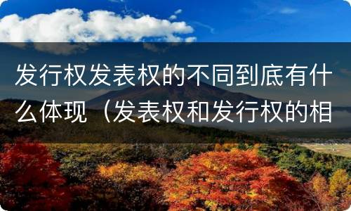 发行权发表权的不同到底有什么体现（发表权和发行权的相同点）