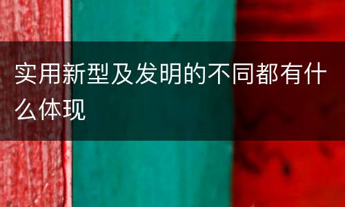 实用新型及发明的不同都有什么体现