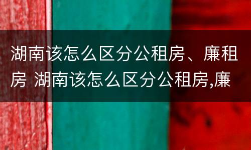 湖南该怎么区分公租房、廉租房 湖南该怎么区分公租房,廉租房呢