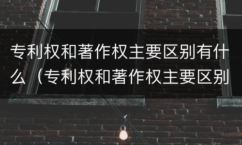 专利权和著作权主要区别有什么（专利权和著作权主要区别有什么作用）