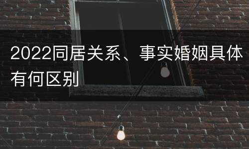 2022同居关系、事实婚姻具体有何区别