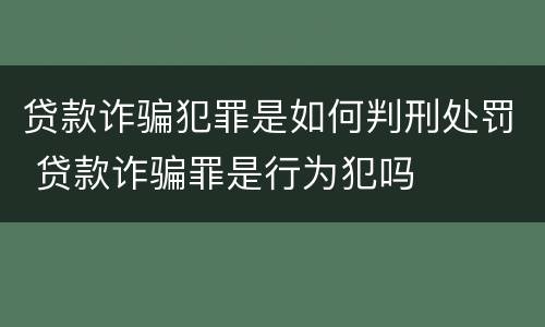 贷款诈骗犯罪是如何判刑处罚 贷款诈骗罪是行为犯吗
