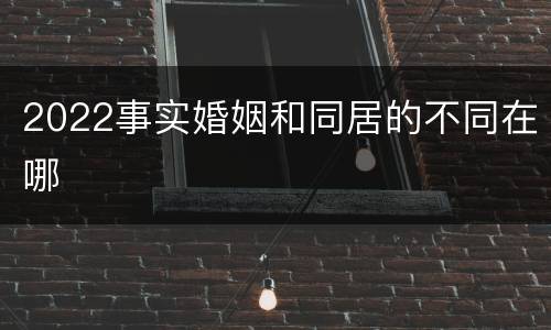 2022事实婚姻和同居的不同在哪