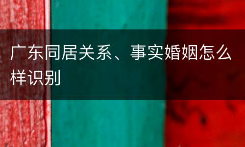 广东同居关系、事实婚姻怎么样识别