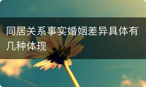 同居关系事实婚姻差异具体有几种体现