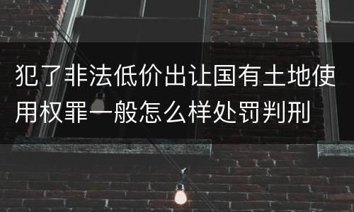 犯了非法低价出让国有土地使用权罪一般怎么样处罚判刑