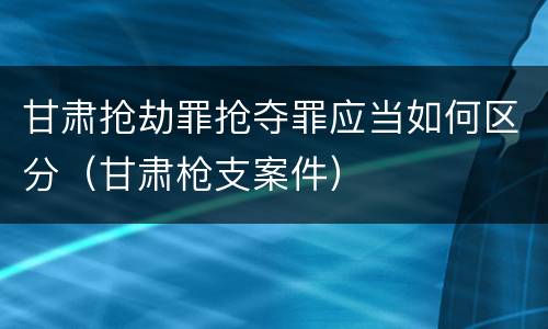甘肃抢劫罪抢夺罪应当如何区分（甘肃枪支案件）