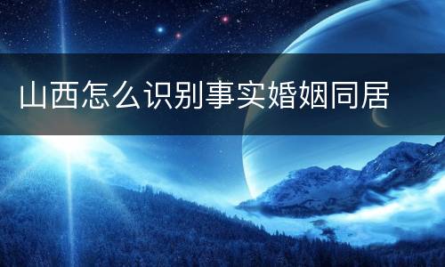 山西怎么识别事实婚姻同居
