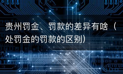 贵州罚金、罚款的差异有啥（处罚金的罚款的区别）