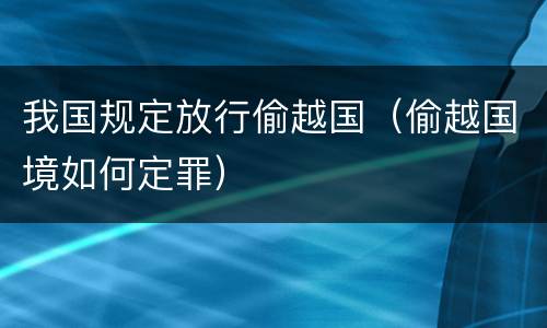 我国规定放行偷越国（偷越国境如何定罪）
