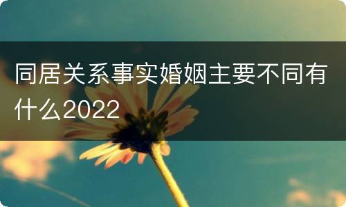 同居关系事实婚姻主要不同有什么2022