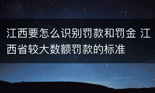 江西要怎么识别罚款和罚金 江西省较大数额罚款的标准