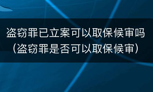 盗窃罪已立案可以取保候审吗（盗窃罪是否可以取保候审）