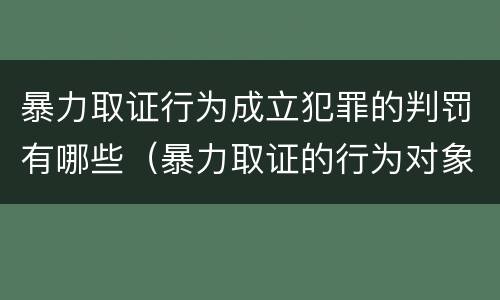 暴力取证行为成立犯罪的判罚有哪些（暴力取证的行为对象）