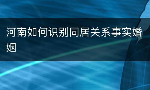 河南如何识别同居关系事实婚姻