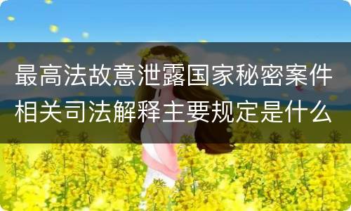 最高法故意泄露国家秘密案件相关司法解释主要规定是什么