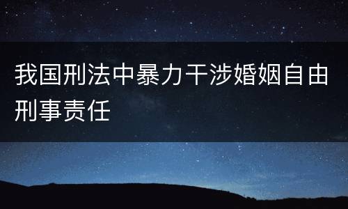 我国刑法中暴力干涉婚姻自由刑事责任