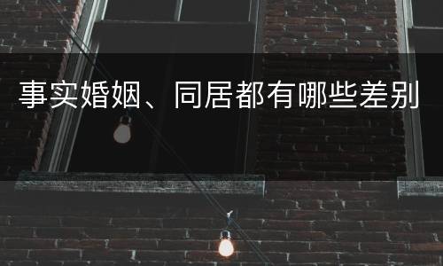 事实婚姻、同居都有哪些差别