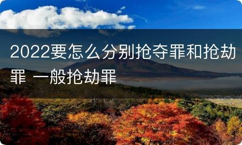 2022要怎么分别抢夺罪和抢劫罪 一般抢劫罪