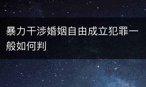 暴力干涉婚姻自由成立犯罪一般如何判
