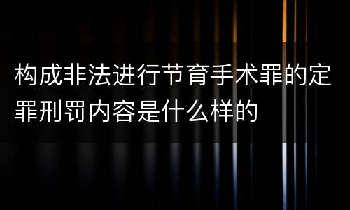 构成非法进行节育手术罪的定罪刑罚内容是什么样的