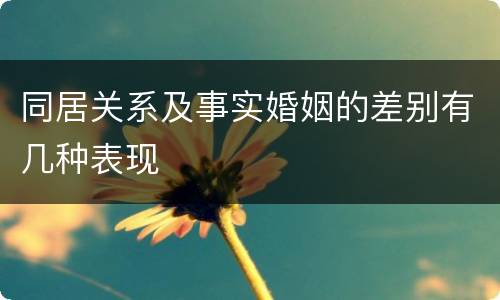 同居关系及事实婚姻的差别有几种表现
