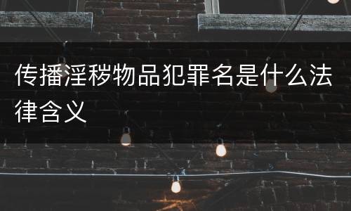 传播淫秽物品犯罪名是什么法律含义