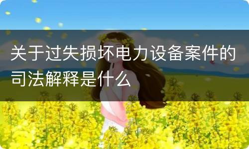 关于过失损坏电力设备案件的司法解释是什么
