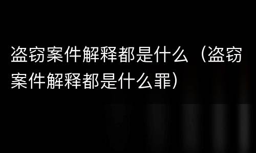 盗窃案件解释都是什么（盗窃案件解释都是什么罪）