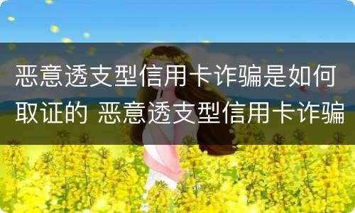 恶意透支型信用卡诈骗是如何取证的 恶意透支型信用卡诈骗罪的司法解释的解读