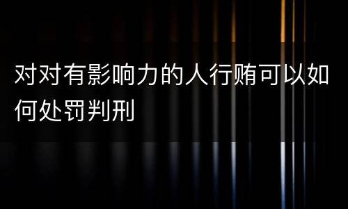 对对有影响力的人行贿可以如何处罚判刑